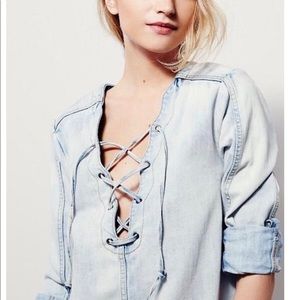 Free people sky blue denim tunic